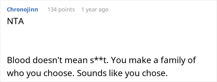 Comment supporting decision after family made son cry for being gay. Comment supporting decision after family made son cry for being gay.