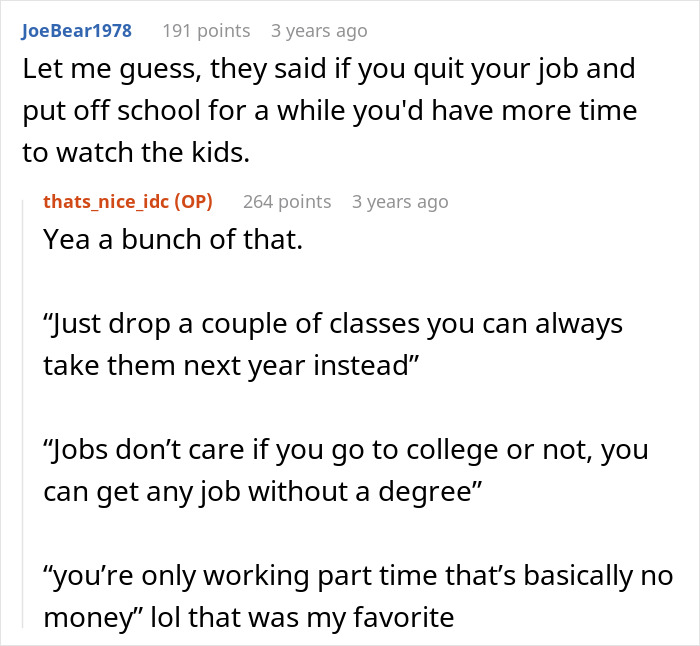 Text exchange discussing daughter refusing babysitting after parents volunteer her. Text exchange discussing daughter refusing babysitting after parents volunteer her.