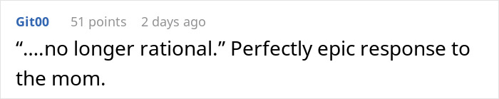 Comment by Git00 discussing a response to a mom, related to evidence of sister stealing. Comment by Git00 discussing a response to a mom, related to evidence of sister stealing.