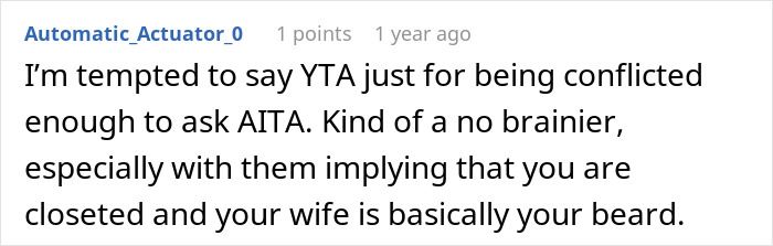 Comment discussing conflict on a post about family and son being gay. Comment discussing conflict on a post about family and son being gay.