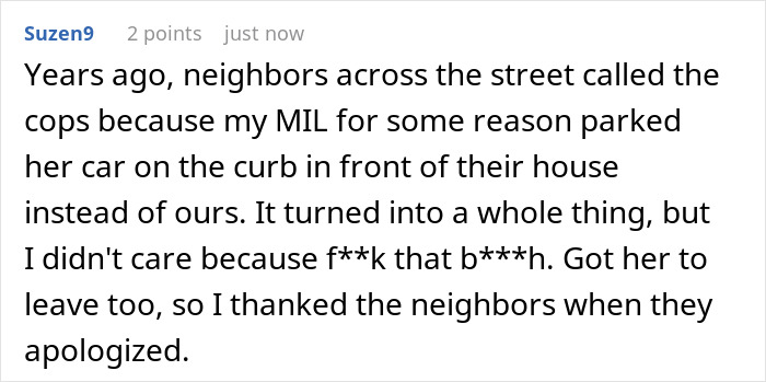 Text screenshot about a neighbor calling cops over parking issues, leading to an apology. Text screenshot about a neighbor calling cops over parking issues, leading to an apology.