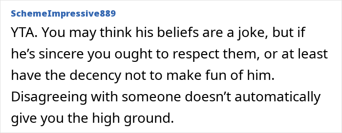 Comment about respecting sincere beliefs, related to anti-woke prank. Comment about respecting sincere beliefs, related to anti-woke prank.