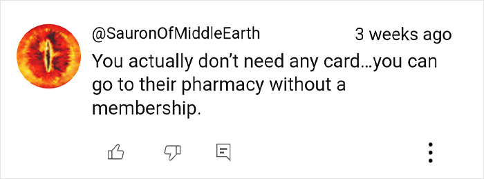 Comment about Costco shopping hacks, mentioning pharmacy access without membership. Comment about Costco shopping hacks, mentioning pharmacy access without membership.