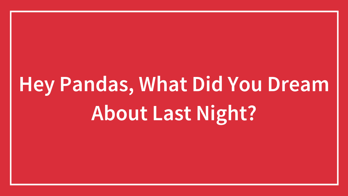 Hey Pandas, What Did You Dream About Last Night?