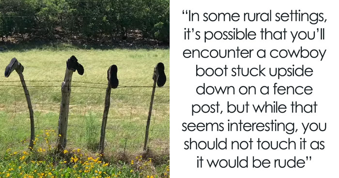Cowboy Boots Stuck On Fences Are There For A Reason, And They’re Not For You To Touch