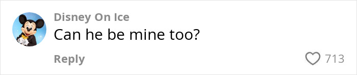 Comment by Disney On Ice: "Can he be mine too?" with a heart and 713 likes, about Ferrell's son dance video. Comment by Disney On Ice: "Can he be mine too?" with a heart and 713 likes, about Ferrell's son dance video.