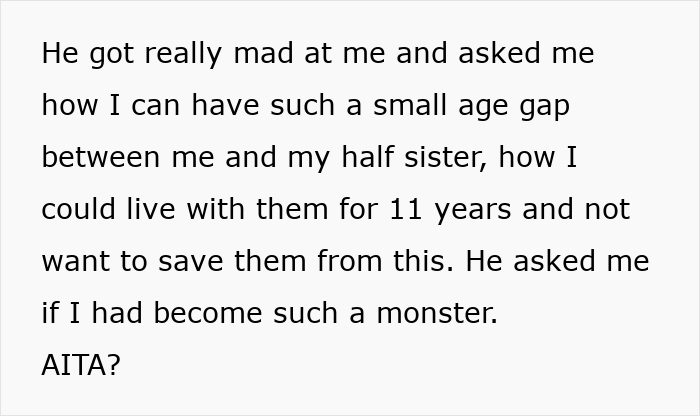 Text discussing a sibling's anger about not sharing final words with half-siblings. Text discussing a sibling's anger about not sharing final words with half-siblings.