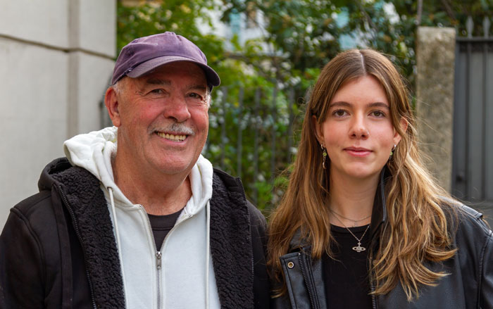 Older man with a younger woman outdoors, related to dad dating a younger girl. Older man with a younger woman outdoors, related to dad dating a younger girl.