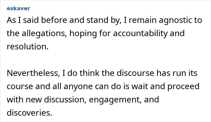 Text screenshot discussing allegations in BookTube crisis. Text screenshot discussing allegations in BookTube crisis.