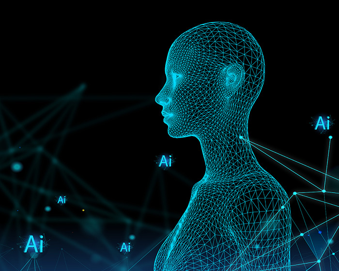 Digital human silhouette with "AI" text, representing artificial intelligence technology. Digital human silhouette with "AI" text, representing artificial intelligence technology.