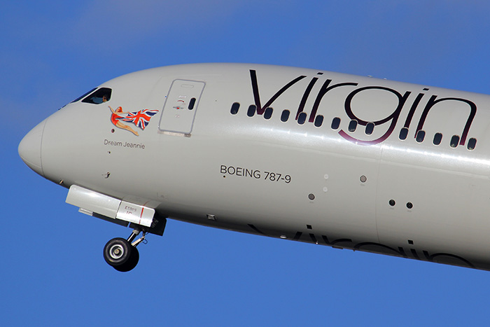 Virgin Boeing 787-9 aircraft in flight, related to emergency landing due to medical crisis on board. Virgin Boeing 787-9 aircraft in flight, related to emergency landing due to medical crisis on board.