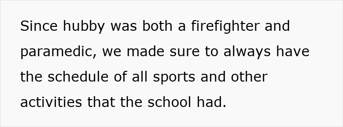 Text about a firefighter and paramedic's schedule related to school activities. Text about a firefighter and paramedic's schedule related to school activities.