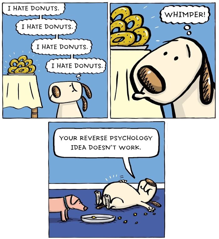 Comic depicting a humorous scenario with dogs and donuts, capturing a dog's life in a playful way.