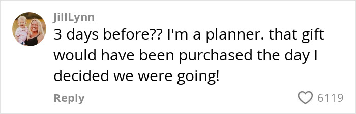 Comment about birthday party demands with a profile picture of a mom and child. Comment about birthday party demands with a profile picture of a mom and child.