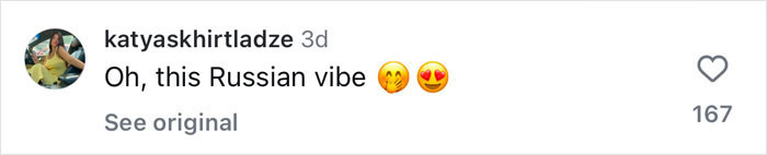 Instagram comment with emojis, mentioning "Russian vibe. Instagram comment with emojis, mentioning "Russian vibe.