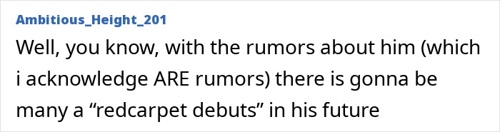 Comment discussing Jason Momoa and rumors about future red carpet debuts. Comment discussing Jason Momoa and rumors about future red carpet debuts.