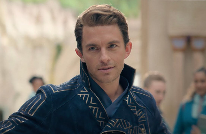 Jonathan Bailey in a blue patterned jacket from 'Wicked'. Jonathan Bailey in a blue patterned jacket from 'Wicked'.