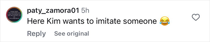 Comment referencing Kim Kardashian imitating someone, with a laughing emoji, highlighting Kanye divorce rumors swirl. Comment referencing Kim Kardashian imitating someone, with a laughing emoji, highlighting Kanye divorce rumors swirl.