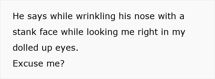 Text illustrating woman's reaction to a coworker's audacity, expressing surprise. Text illustrating woman's reaction to a coworker's audacity, expressing surprise.