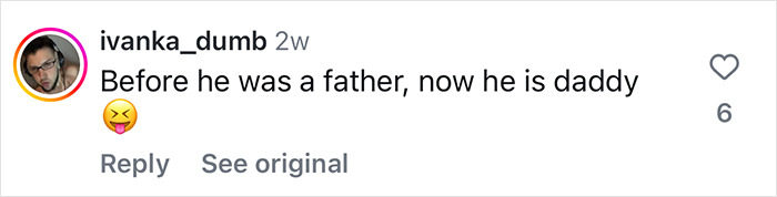 Social media comment reacting to man's plastic surgery transformation with humor and a playful emoji. Social media comment reacting to man's plastic surgery transformation with humor and a playful emoji.