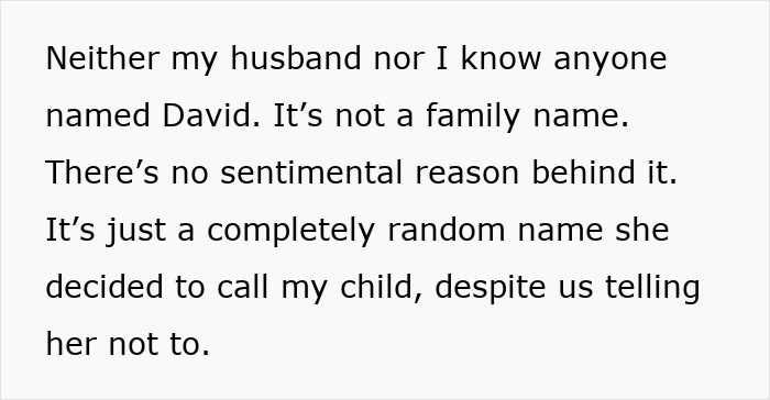 Text expressing frustration over MIL giving grandson a random name. Text expressing frustration over MIL giving grandson a random name.
