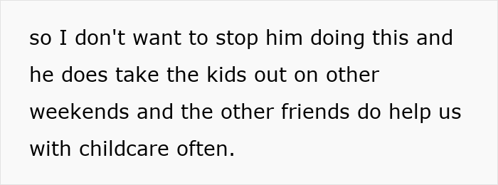 Text discussing childcare dynamics while some parents go trail running, leaving mom with nine kids.
Text discussing childcare dynamics while some parents go trail running, leaving mom with nine kids.
