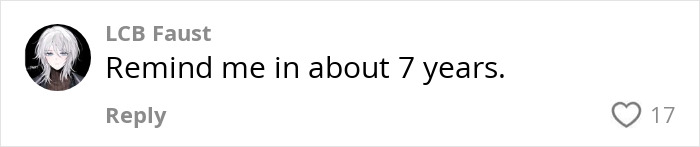 Comment with avatar and text, "Remind me in about 7 years," discussing negative reinforcement in parenting. Comment with avatar and text, "Remind me in about 7 years," discussing negative reinforcement in parenting.