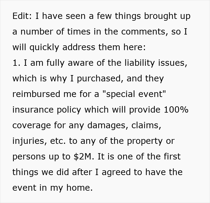 Text detailing insurance coverage for events, highlighting liability awareness and reimbursement for special event insurance. Text detailing insurance coverage for events, highlighting liability awareness and reimbursement for special event insurance.
