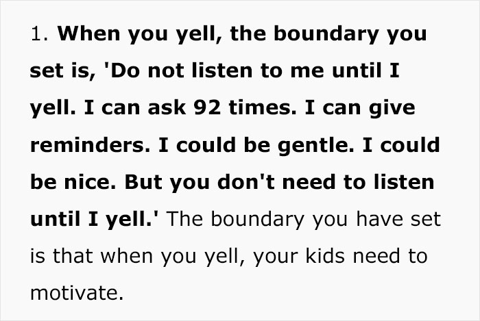 Text explaining why parents should stop yelling at kids, focusing on boundaries and motivation. Text explaining why parents should stop yelling at kids, focusing on boundaries and motivation.