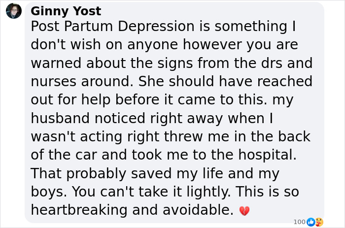 Comment on postpartum depression's impact and importance of seeking help, highlighting emotional and avoidable outcomes. Comment on postpartum depression's impact and importance of seeking help, highlighting emotional and avoidable outcomes.