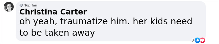 Screenshot of a user comment expressing outrage over a controversial parenting decision. Screenshot of a user comment expressing outrage over a controversial parenting decision.