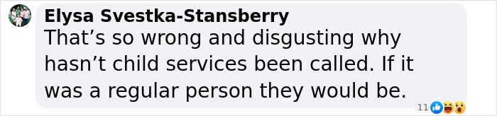 Comment critical of Tori Spelling's parenting, discussing child services involvement. Comment critical of Tori Spelling's parenting, discussing child services involvement.