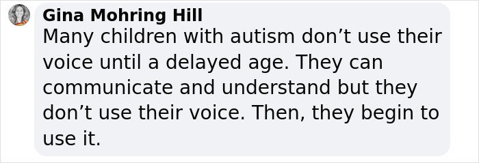 Text about autism and communication delay in children, explaining voice use develops later. Text about autism and communication delay in children, explaining voice use develops later.