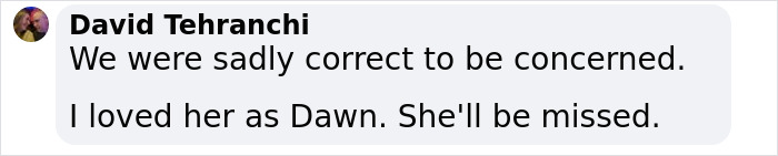 Text message about Michelle Trachtenberg, expressing concern and sadness. Text message about Michelle Trachtenberg, expressing concern and sadness.