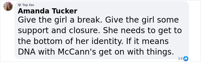 Commentary on Polish woman claiming to be Madeleine McCann needing support for identity resolution. Commentary on Polish woman claiming to be Madeleine McCann needing support for identity resolution.