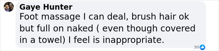 Comment discussing Tori Spelling's decision, expressing concern over context of massage. Comment discussing Tori Spelling's decision, expressing concern over context of massage.