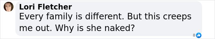 Comment questioning Tori Spelling's actions, expressing discomfort. Comment questioning Tori Spelling's actions, expressing discomfort.