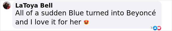 Comment expressing excitement about Blue Ivy's resemblance to Beyoncé at the Super Bowl. Comment expressing excitement about Blue Ivy's resemblance to Beyoncé at the Super Bowl.