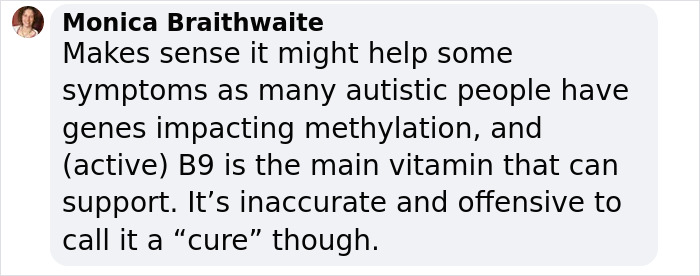 Comment discussing autism breakthrough and methylation support with B9 vitamin. Comment discussing autism breakthrough and methylation support with B9 vitamin.