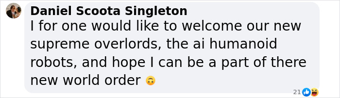 Comment expressing concern about humanoid robot with lifelike muscles, mentioning AI supremacy. Comment expressing concern about humanoid robot with lifelike muscles, mentioning AI supremacy.