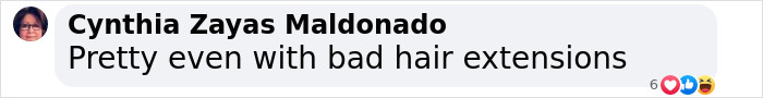 Text from a comment by Cynthia Zayas Maldonado about hair extensions. Text from a comment by Cynthia Zayas Maldonado about hair extensions.