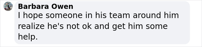 Comment highlights concerns for Justin Bieber's well-being. Comment highlights concerns for Justin Bieber's well-being.