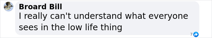 Comment by Broard Bill expressing confusion about the appeal of a "low life" thing; related to outrage over Oprah's interview. Comment by Broard Bill expressing confusion about the appeal of a "low life" thing; related to outrage over Oprah's interview.