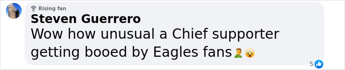 Comment about Taylor Swift reacting to being booed at a Super Bowl event. Comment about Taylor Swift reacting to being booed at a Super Bowl event.