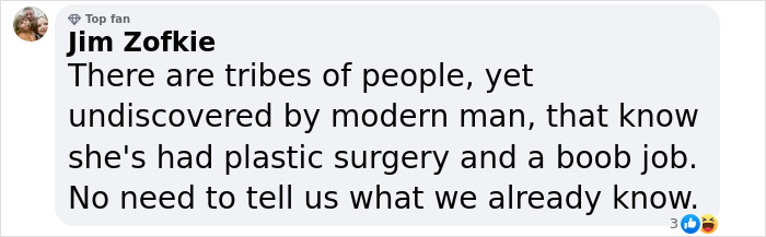 Comment discussing Bianca Censori's plastic surgery with humorous tone. Comment discussing Bianca Censori's plastic surgery with humorous tone.