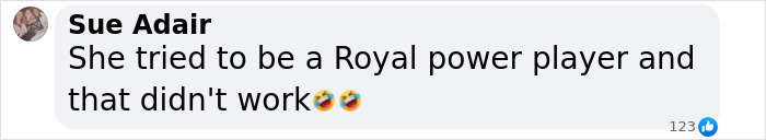 Text message discussing Meghan Markle's career shift with laughing emojis. Text message discussing Meghan Markle's career shift with laughing emojis.