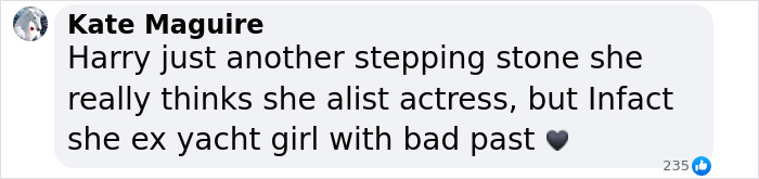 Text message criticizing Meghan Markle with a heart emoji, discussing Hollywood and past rumors. Text message criticizing Meghan Markle with a heart emoji, discussing Hollywood and past rumors.