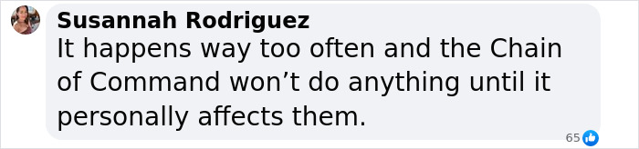Facebook comment discussing lack of response in military command structure. Facebook comment discussing lack of response in military command structure.