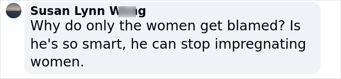 Social media comment discussing blame and responsibility in a pregnancy context related to Elon Musk. Social media comment discussing blame and responsibility in a pregnancy context related to Elon Musk.