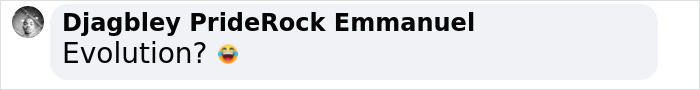 Comment by user questioning evolution with laughing emoji. Comment by user questioning evolution with laughing emoji.